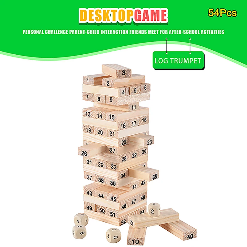 Solid Wood Puzzle Stacked High Stack Tower Drawing Block Children\'S Parent-Child Interactive Board Game