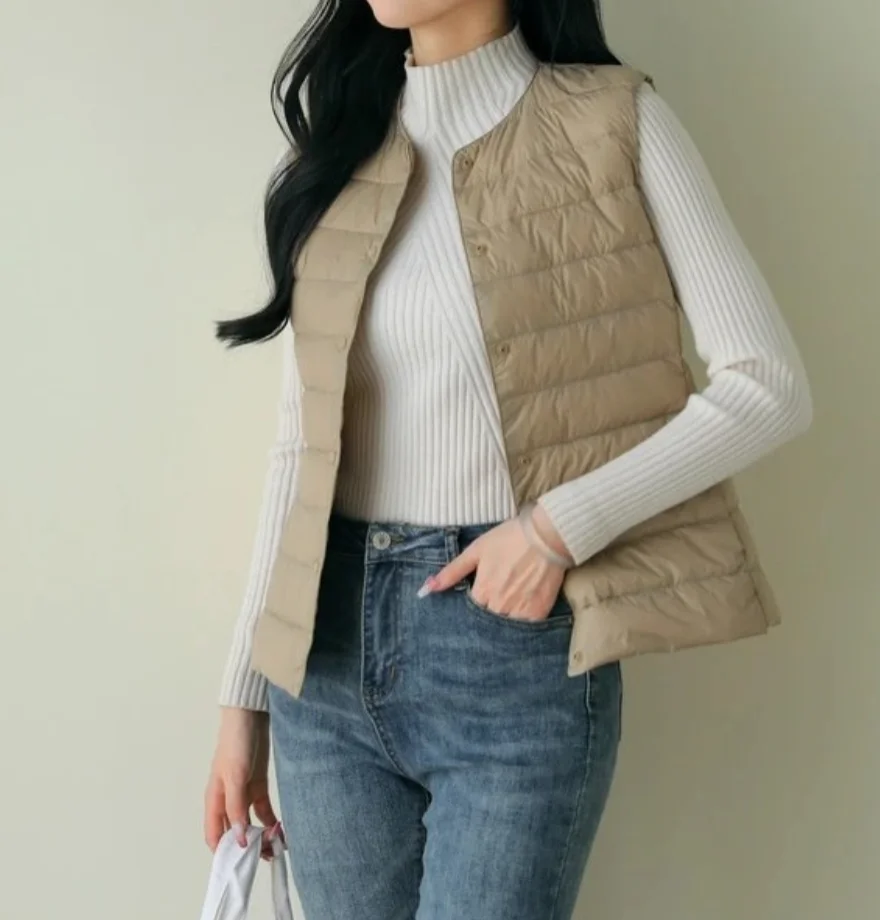 Winter Ultra Light Down Vest Short Jacket Women Portable Waistcoat Warm Sleeveless Coat Slim Outwear