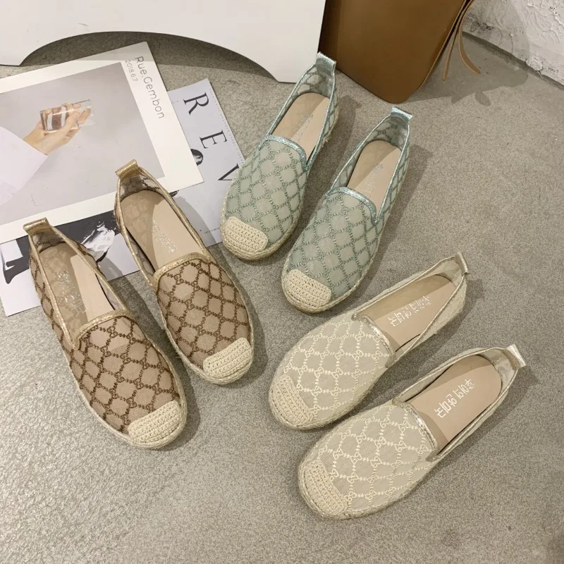 شقة نسائية حذاء مسطح 2025 جديد أزياء من الدانتل مريحة المنسوجة يدويا أحذية الصياد أحذية رياضية للشاطئ عادية Tenis De Mujer #4