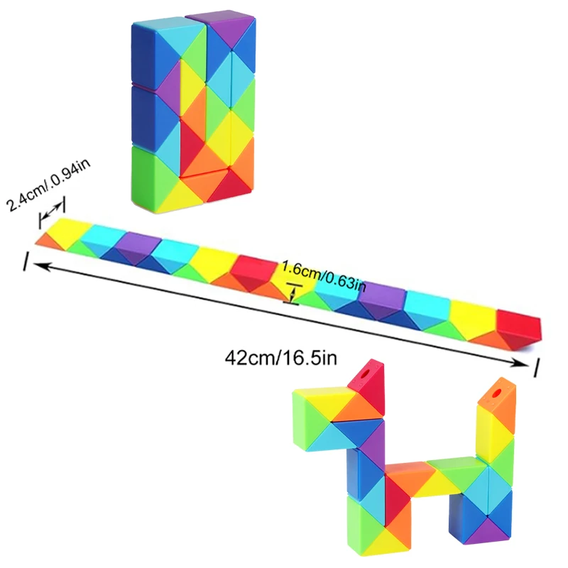SENGSO – jouets Puzzle Cube serpent Fidget 24 segments, cadeaux de fête et remplisseurs de sacs cadeaux, plusieurs couleurs disponibles pour les enfants
