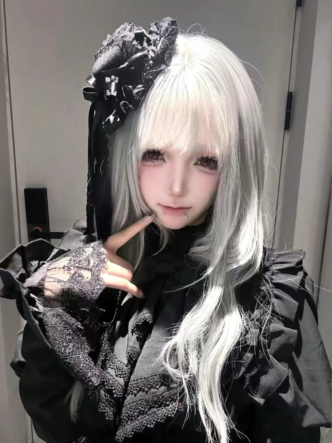 New Handmade Dark Gothic Lolita Headpiece Punk Retro Hair Clip Bow Hair Accessory Lace Frilly Little Hat