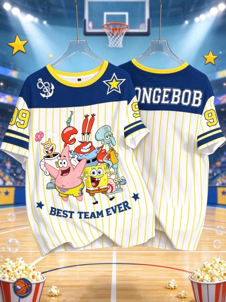 2026 Summer SpongeBob SquarePants Octopus 3D Print Breathable Men Women Couple Breathable Quick Drying T-shirt Family Kids Tees