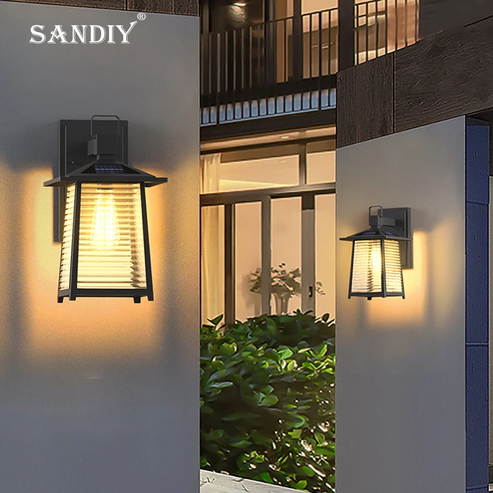 

SANDIY Solar Wall Light Outdoor Waterproof Garden Patio Light Outdoor Villa Aisle Balcony Gate Outside Wall Light