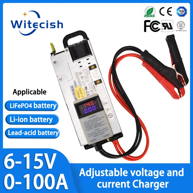 3-15V 2-62A/6-15V 0-100A 12V 12.6v 14.6V 100A 60A Adjustable Charger LiFepo4 Battery For Lithium Ion Battery Lead Acid Battery