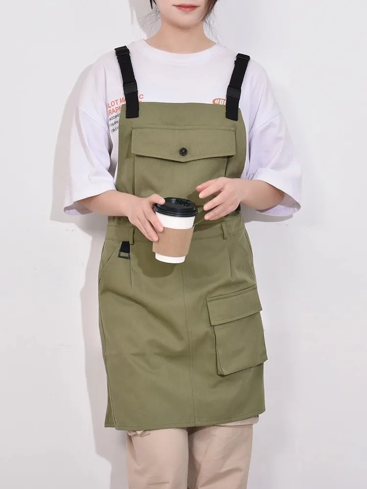 Fashion Korea Canvas Woodworking Antifouling Barista Kitchen Restaurant Barber Uniform Cleaning Durable Overol Waterproof Apron