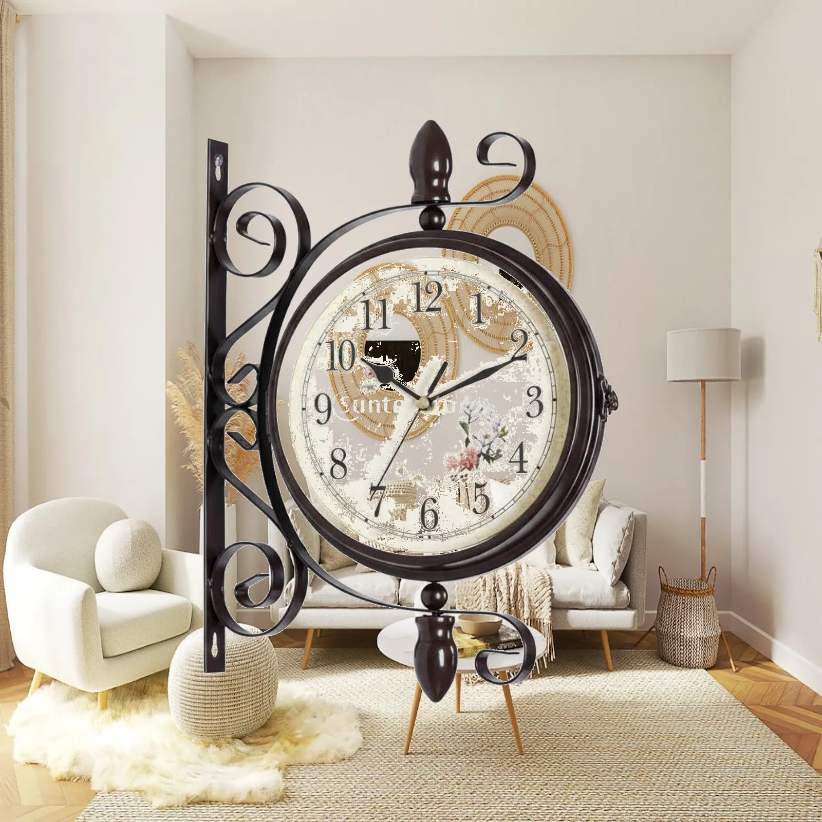 Antique Style Wall Clock Clear Display Easy Maintenance for Foyer