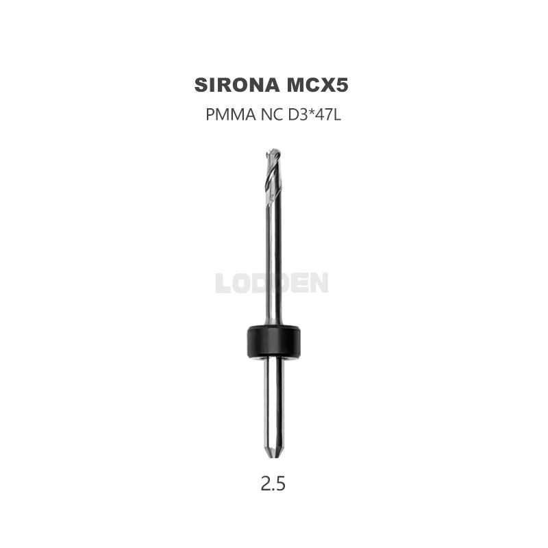 LODDEN Dental Lab Milling Burs Drill for Sirona MCX5 Machine CAD CAM Grinding PMMA 0.5/1.0/ 2.5mm NC Coating