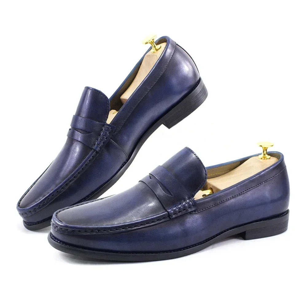 Luxo couro genuíno dos homens penny mocassins casual escritório vestido de negócios sapatos moda festa casamento formal calçados masculinos