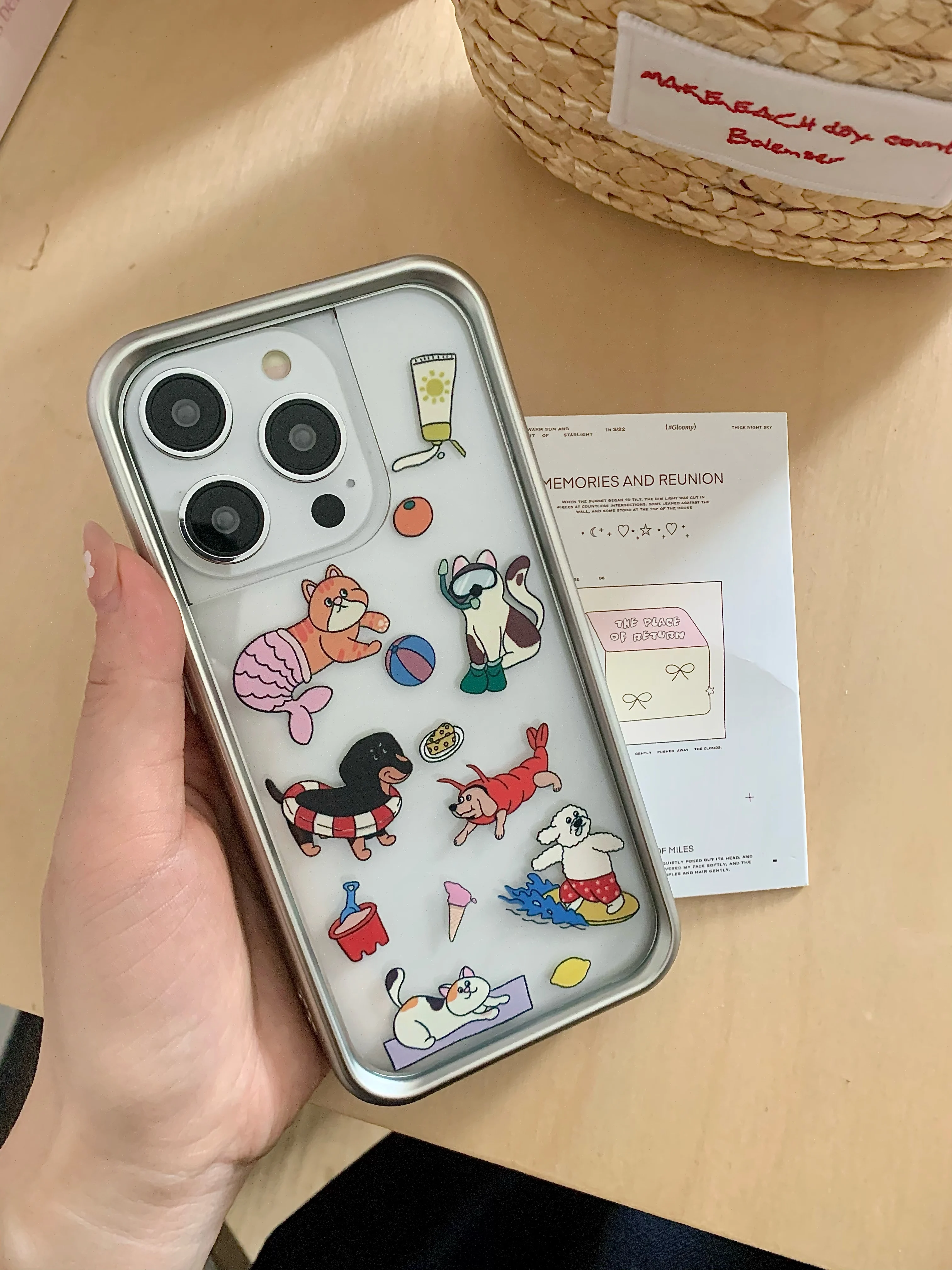 Korean Ins Cute Dachshund Dog Funny Animals Electroplated Edge Clear Phone Case for iPhone 15 14 13 Pro Max 12 Pro Back Cover image 3