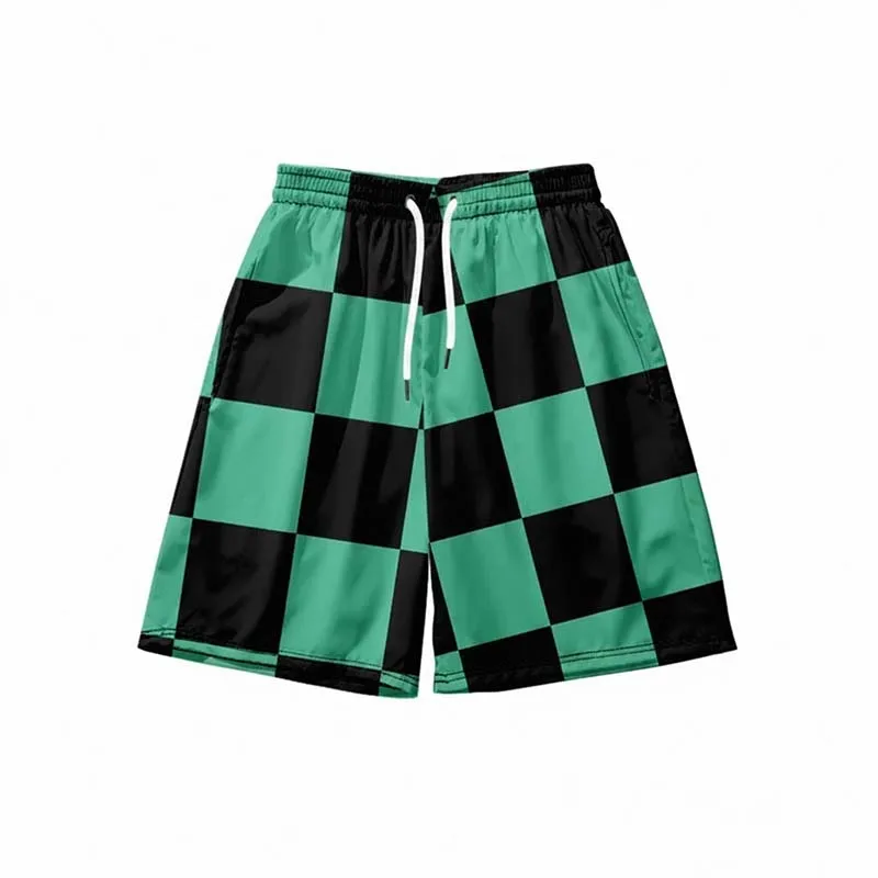 Anime Kamado Tanjirou Cosplay Shorts Tomioka Giyuu Kamado Nezuko 3D Print Beach Shorts Elastic Waist Outfits for Men view 4