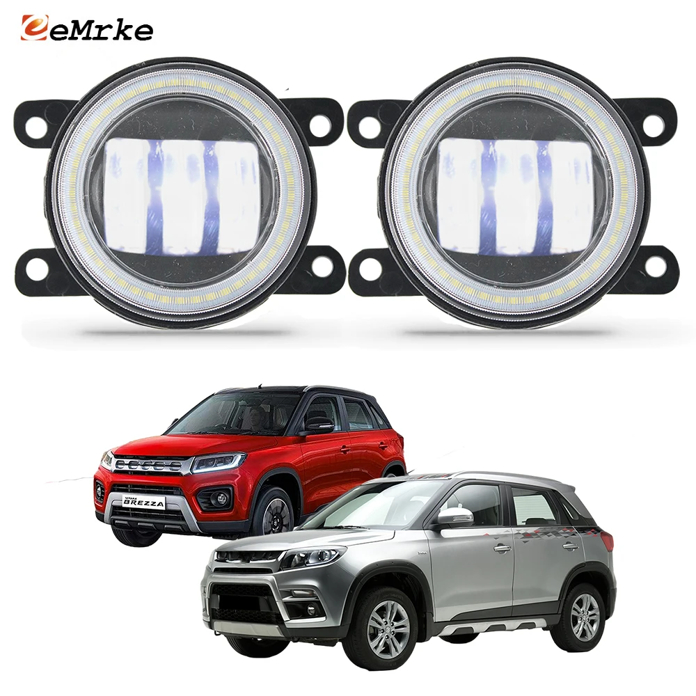 Led Angel Eyes DRL Driving Light for Suzuki Brezza/ Vitara Brezza YF 2016 2017 2018 2019 2020 2021 Car Fog Lamp Assembly Lens