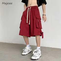 Cargo Shorts Men High Street Daily All-match Summer Multi Pockets Knee-length Youthful Popular American Style Teenagers Fashion