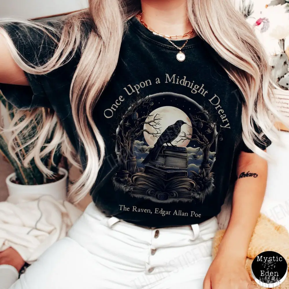 Edgar Allan Poe T-shirt Dark Academia Literature Bookish Edgar Allan Poe Gift Casual Apparel Y2K Top Daily Trendy Streetwear