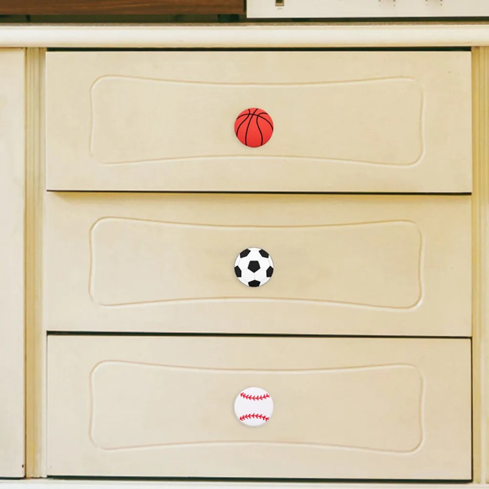 6Pcs Fun Sports Ball Cabinet Knobs Easy Install Basketball Soccer Baseball Drawer Pulls for Room Wardrobe Decor