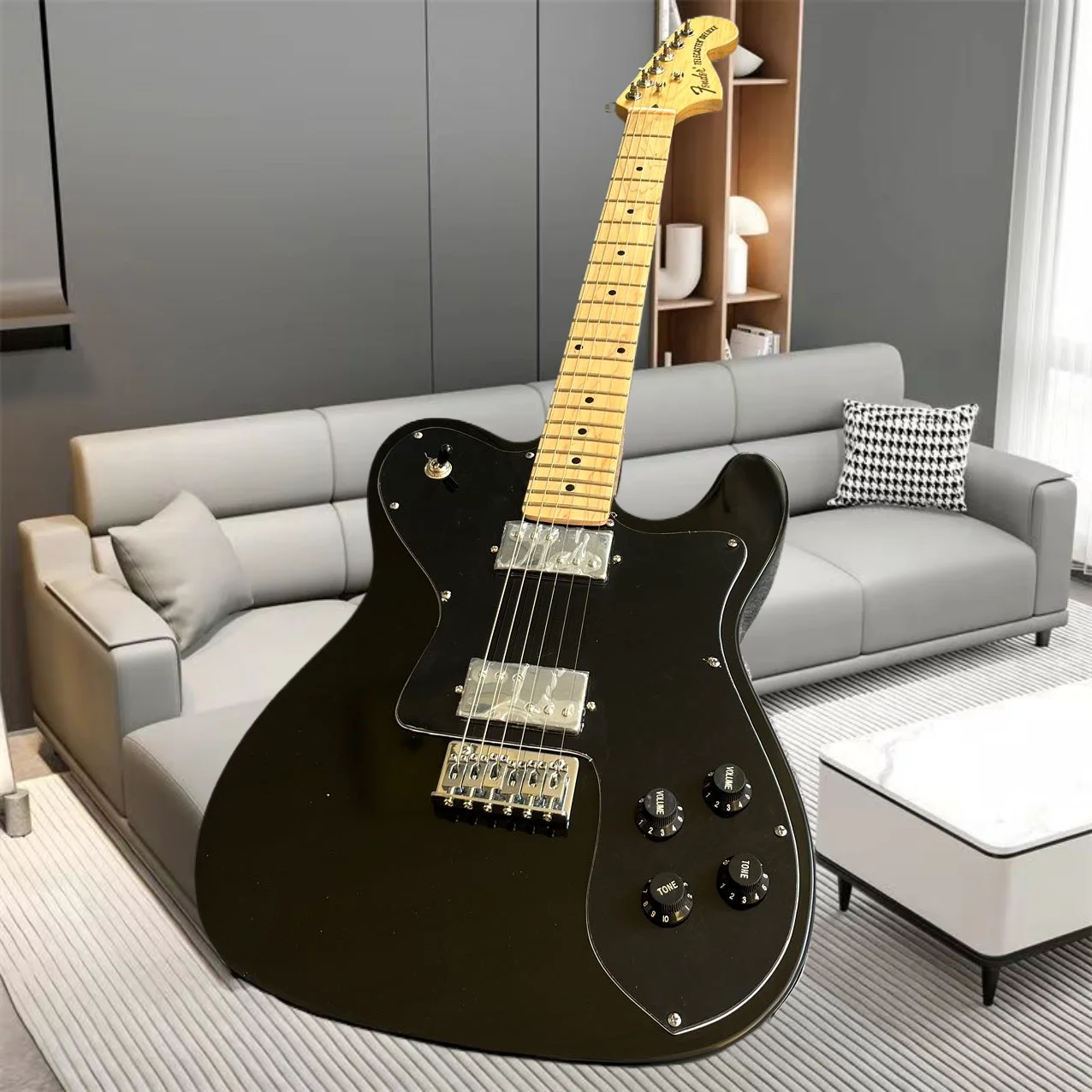 Electric guitar, factory customized, made of maple and peach wood, large board black TL, in stock, fast and free delivery F1