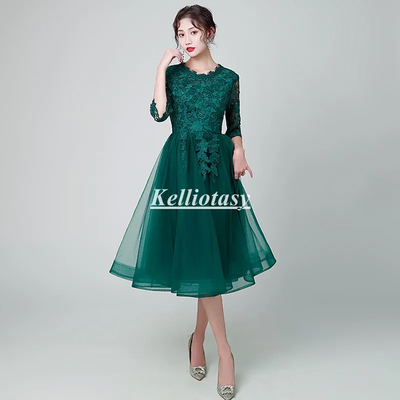 Beautiful Bridesmaid Dress Soft Green Tulle Short Bridesmaid Gown For Girls Lace Appliques