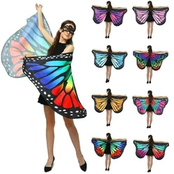 Rainbow Butterfly Wings Cape Shawl Fairy Ladies Dance Costume Adult Monarch Butterfly Cape Halloween Child Butterfly Wings