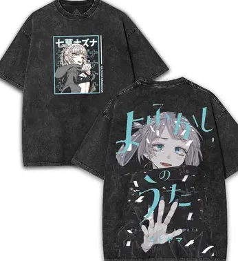 Camiseta Call of the Night com Efeito Lavado, Estilo Personalizado, Vestuário para o Ano Inteiro, Oversized, Unissex, Alta Qualidade, Produto em Destaque, Confortável