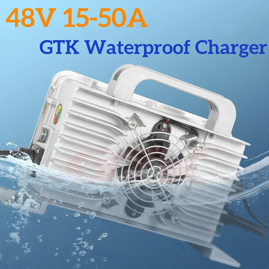 GTK 48V 50A 15A 20A 25A 30A 35A Waterproof Lithium Battery Charger for 13S 54.6V Li-ion 16S 58.4v lifepo4 Lead Acid Fast Charger