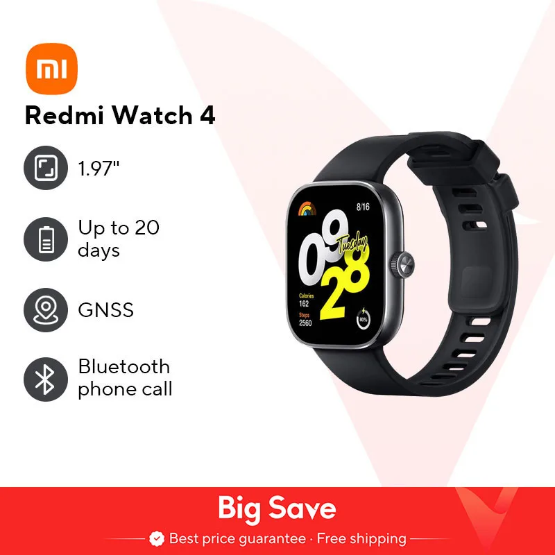 En Stock versión Global Redmi Watch 4 reloj inteligente Ultra grande pantalla AMOLED de 1,97 pulgadas 20 días de duración de la batería compatible con 5 sistemas