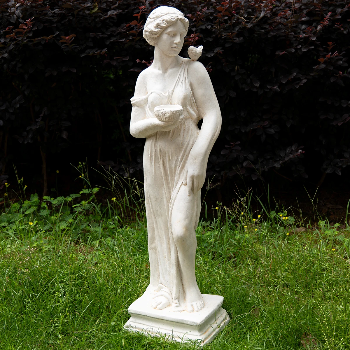 

Outdoor Garden Statue, Goddess of Greek Nymph with Birdbath Bird Bath Bowl, Outdoor Sculpture Patio Yard Lawn Porch Decor
