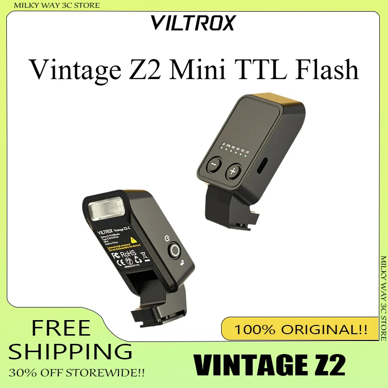 

VILTROX Vintage Z2 Накамерная вспышка TTL с автоматическим измерением света для Micro SLR камер, миниатюрная, складная, профессиональная, компактная подсветка