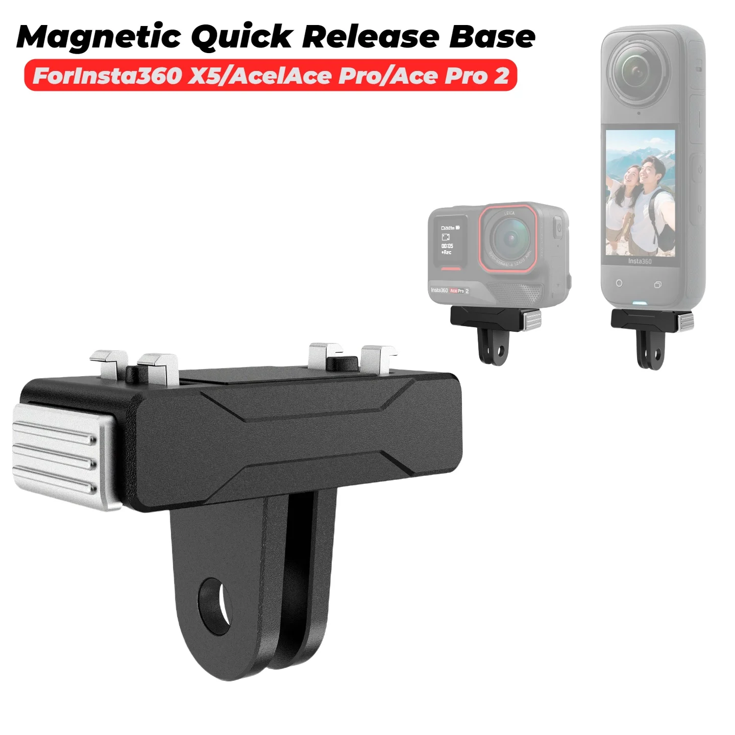ل Insta 360 Ace Pro 2 / Ace Pro الإفراج السريع محول مغناطيسي قاعدة جبل محول مغناطيسي جبل قوس ل Insta 360X5