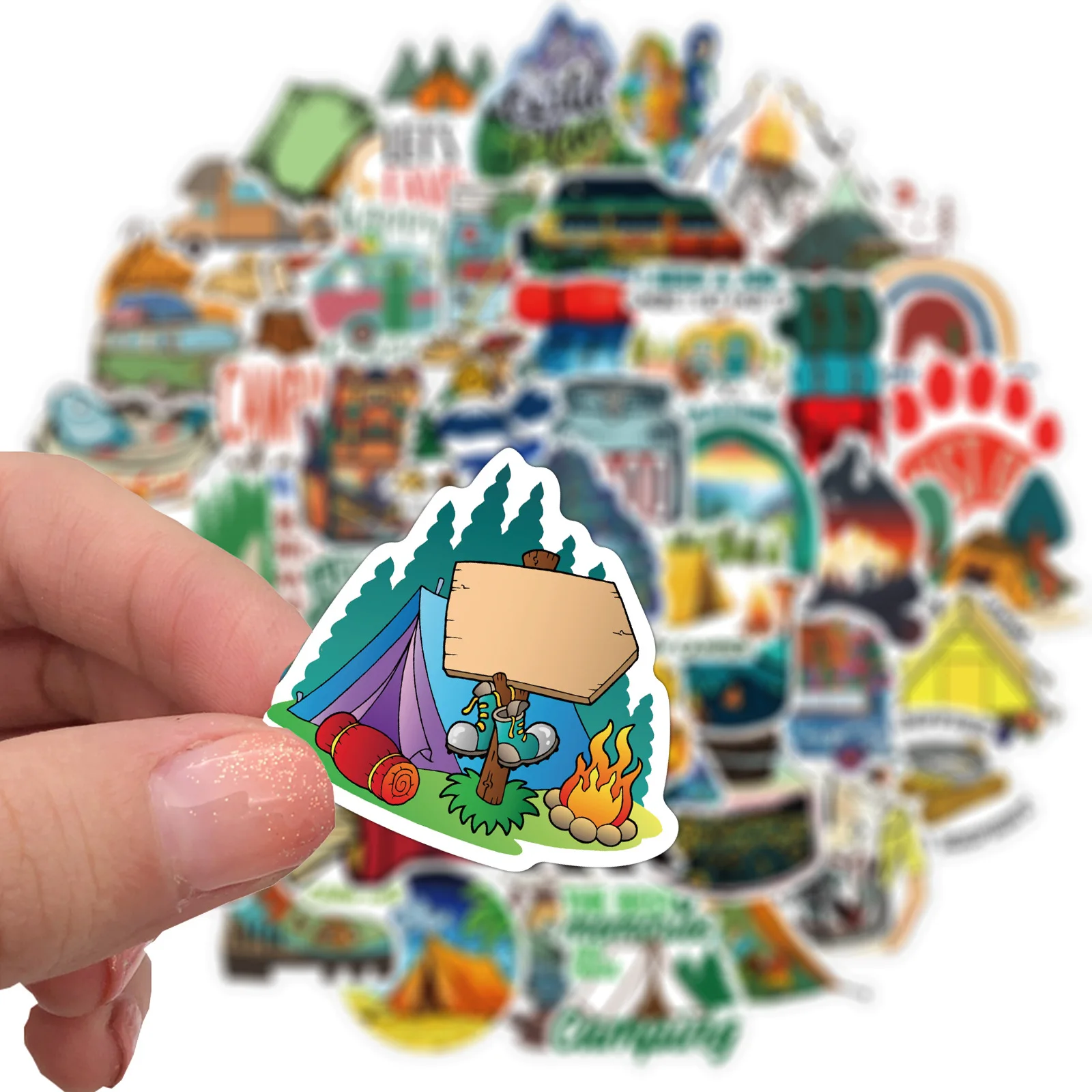 50PCS Forest Outdoor Hiking Camping Stickers Cartoon Decal Skateboard Phone Laptop Car Luggage Bike Cool Waterproof Sticker