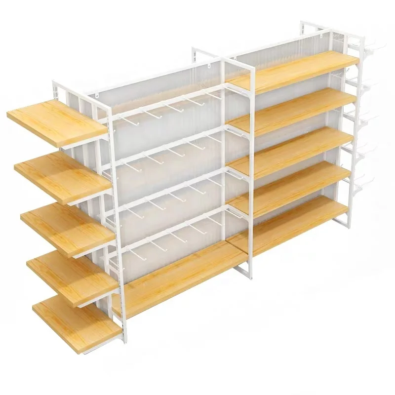 [Customized]Attractive white market equipment shelves metal shelf grocery