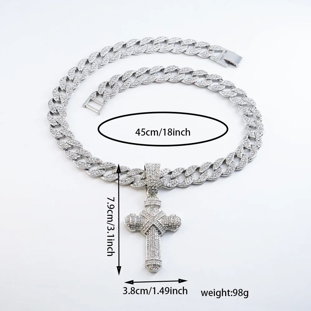 DIY accessories Europe and the United States hot-selling hiphop bundled cross pendant full of diamonds Cuban chain men's hip-hop