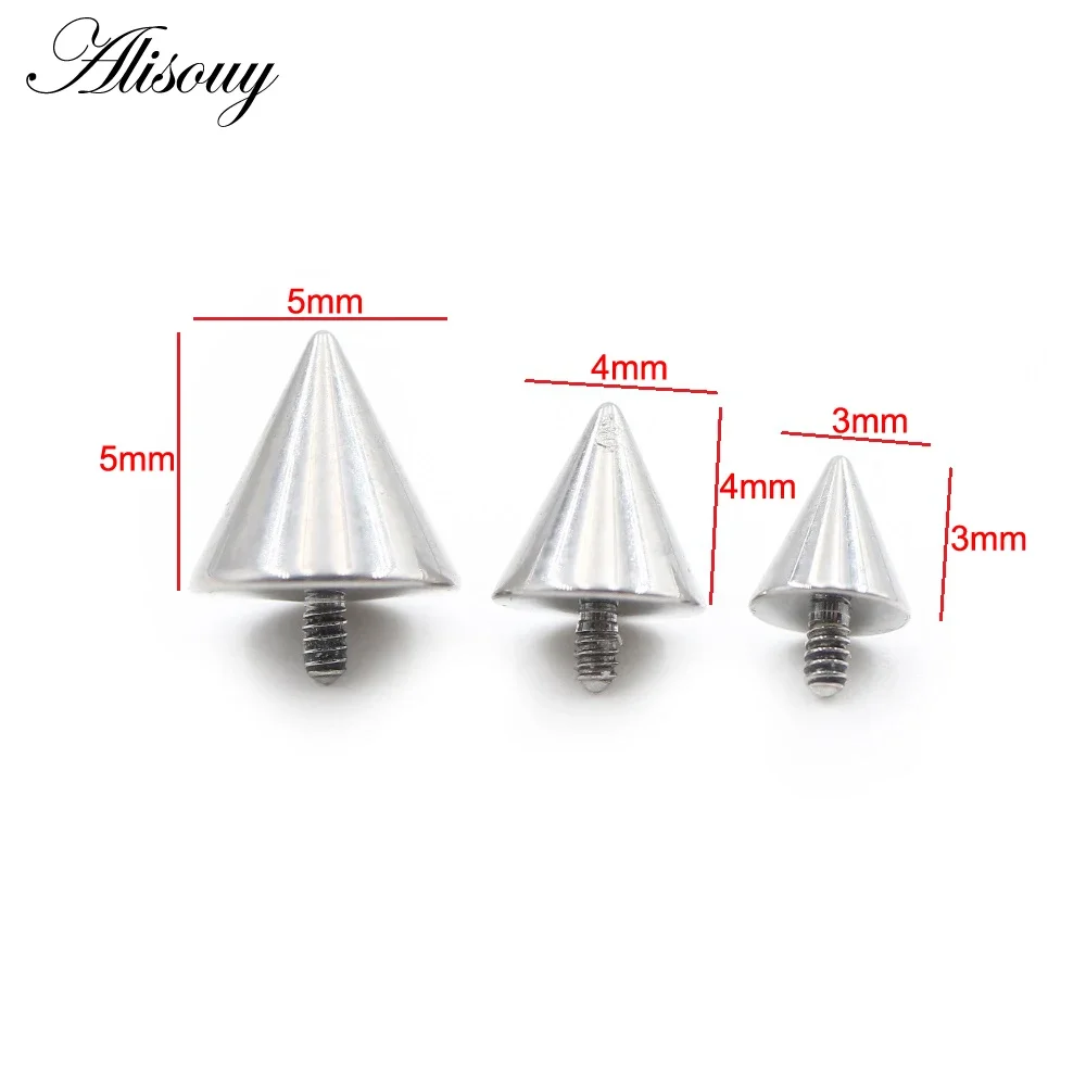 Alisouy 1PC Titanium Lip Ring Externally Thread Cone Spike Rivet Labret Ear Stud Earring Piercing DIY Body Jewelry Accessory