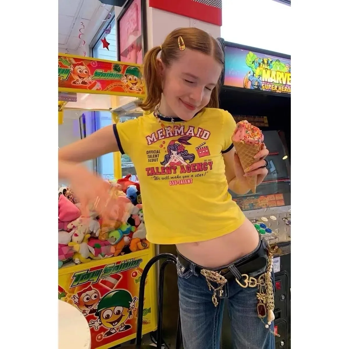 T-shirt Hip Hop Top EMO Spicy Girl Y2k Crop top Harajuku Graphic Print Grunge Goth Vintage Baby Tee Punk Streetwear Short Sleeve