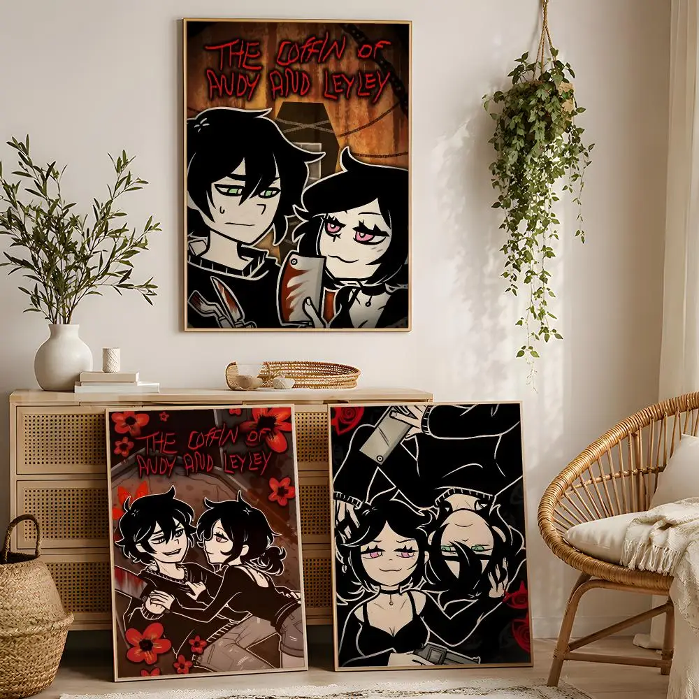 Game The C-coffin Of Andy And Leyley Poster Stylized Art Textured Canvas Mural For Bedroom Living Room Interior Wall Decoration
