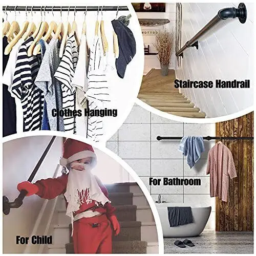 Elegante corrimano industriale nero opaco: installazione semplice (foratura e fissaggio), superficie liscia senza sbavature pulita con un panno umido