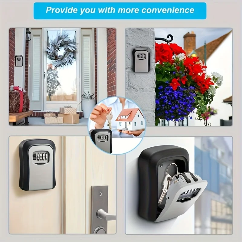 Wall Mount Key Storage Secret Box Organizer 4 Digit Combination Password Security Code Lock No Key Home Key Safe Box