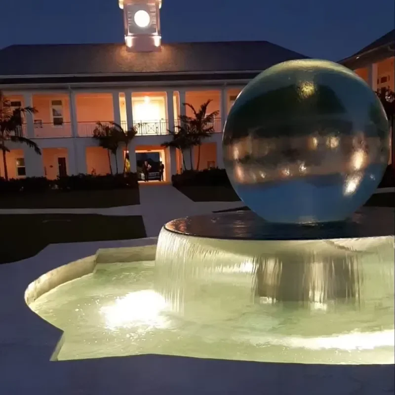 Modern Stainless Steel and Acrylic Swimming Pool Waterfall Fountain Sculpture Outdoor Water Feature