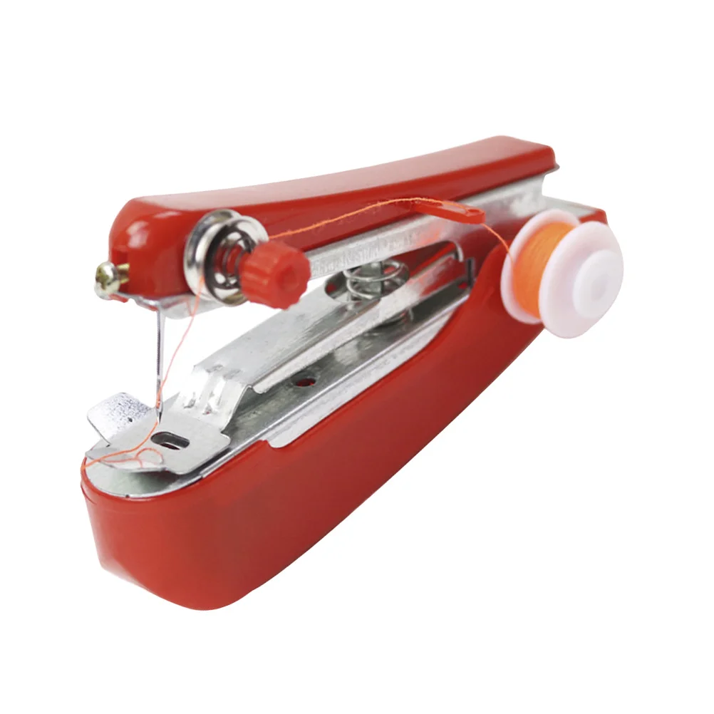 ماكينة خياطة صغيرة حمراء محمولة متعددة الوظائف يدوي محمول للسفر والمنزل للاستخدام التطريز لون خيط عشوائي #5