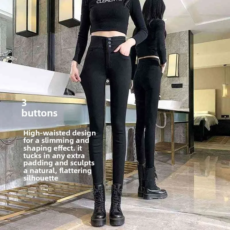 

Тонкие черные леггинсы с высокой талией, женские весенние брюки из девяти предметов, другие материалы, 00% тонкие брюки Sum Base Layer