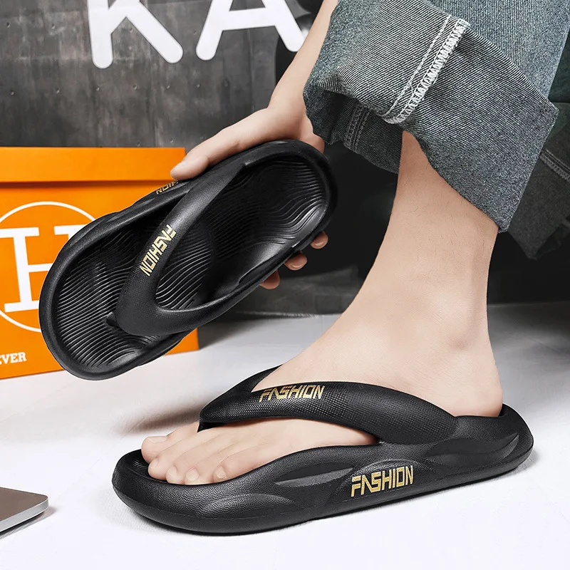 Flip-flops men's tide summer wear stepping on shit slippers non-slip and deodorant beach pinch feet men's cool slippers summer