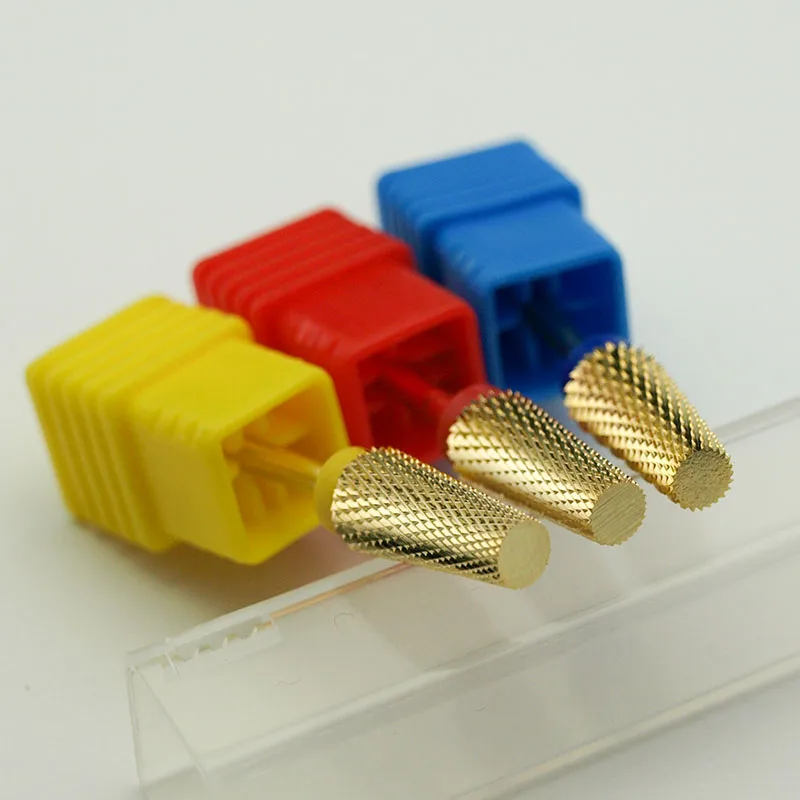 New Gold Carbide Nail Drill Bit Tapered Milling Cutter for Manicure Remove Gel Acylics Tool Nails Drill Accessories