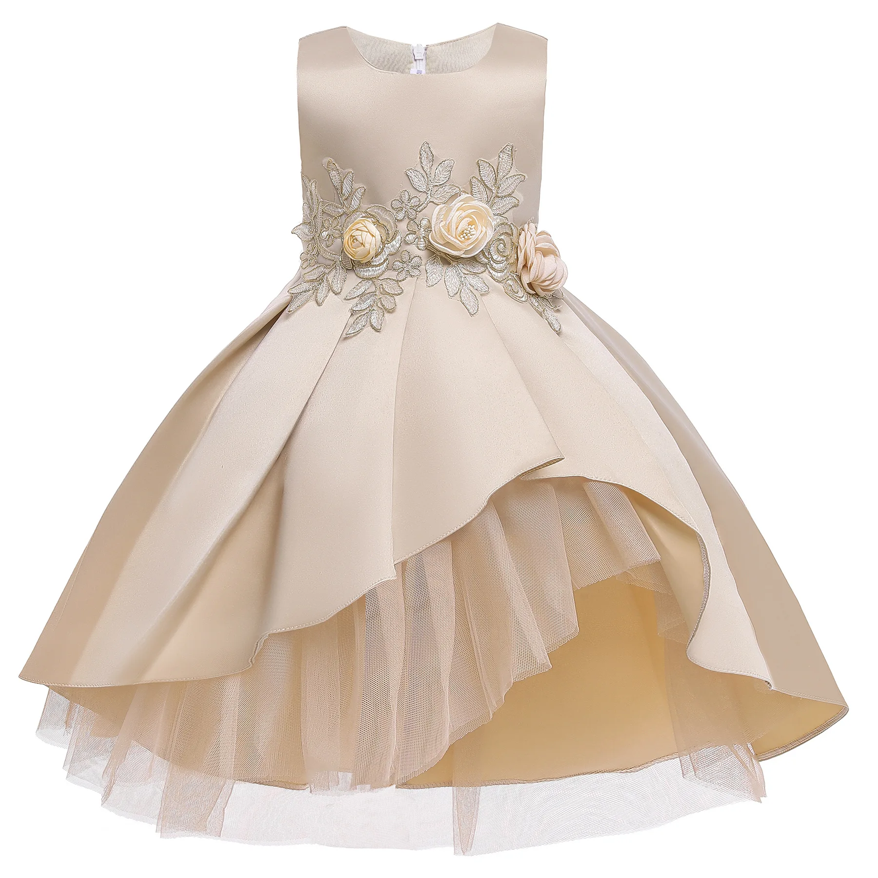 

2025 New Girls Dress Summer Sleeveless Irregular Hemline Girls Princess Dress Piano Performance Outfit Kids 2-10 Years Clothes