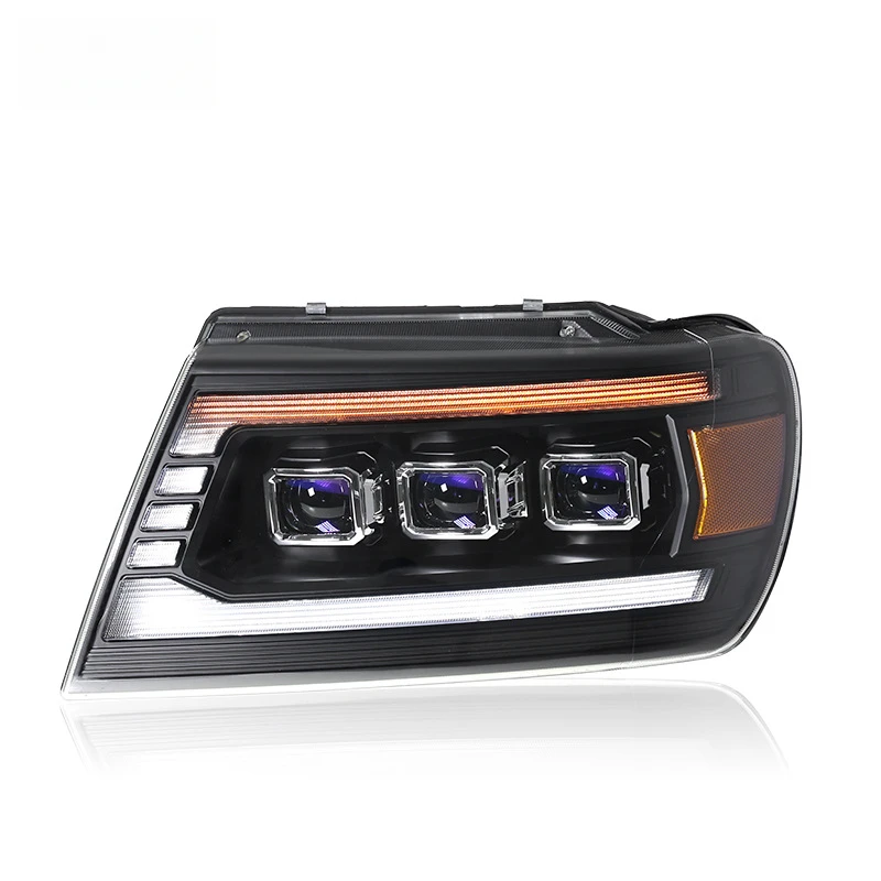 Suitable for 1999-2004 JEEP Grand Cherokee headlight assembly modification with LED daytime running lights, sequential turn sign
