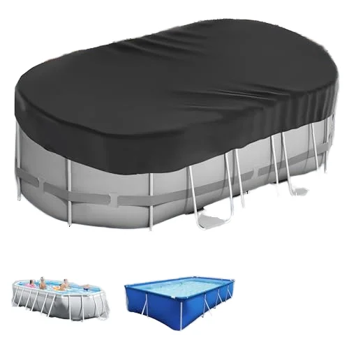 9X18-foot winter oval pool cover for above-ground pools with rectangular frames, durable, waterproof, weatherproof, and dustproo