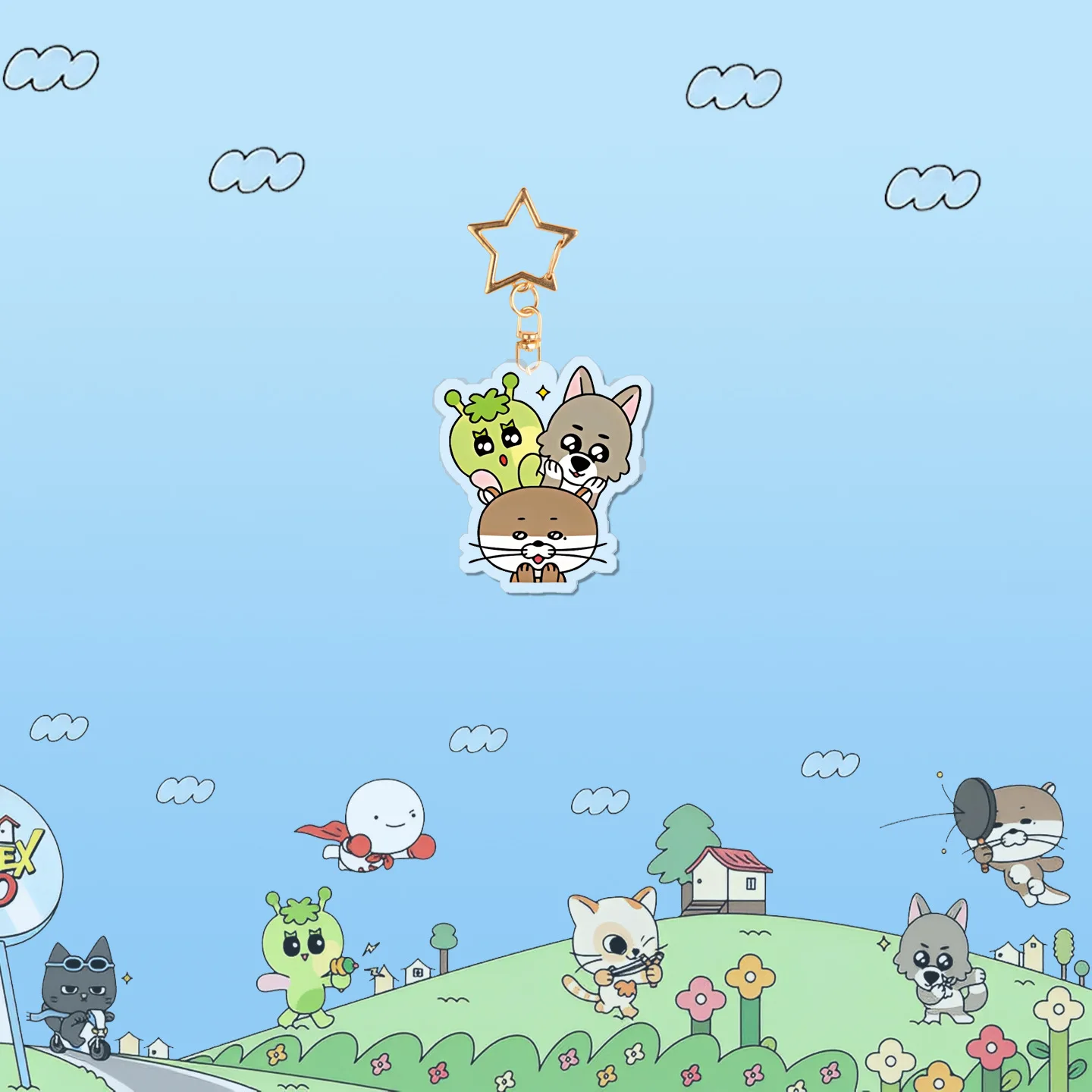 2025 New BOYNEXTDOOR Cartoon Acrylic Double sided Keychain Pendant Jewelry Exquisite Cardboard Packaging Cute Style Ins Style