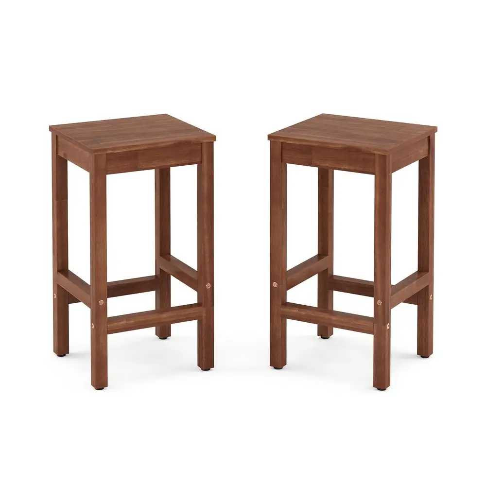 

26 Inch Bar Stools Set of 2, Counter Height Bar Stool with Footrest, Acacia Wood Bar Chairs for Kitchen Island, Dining Room, Ca