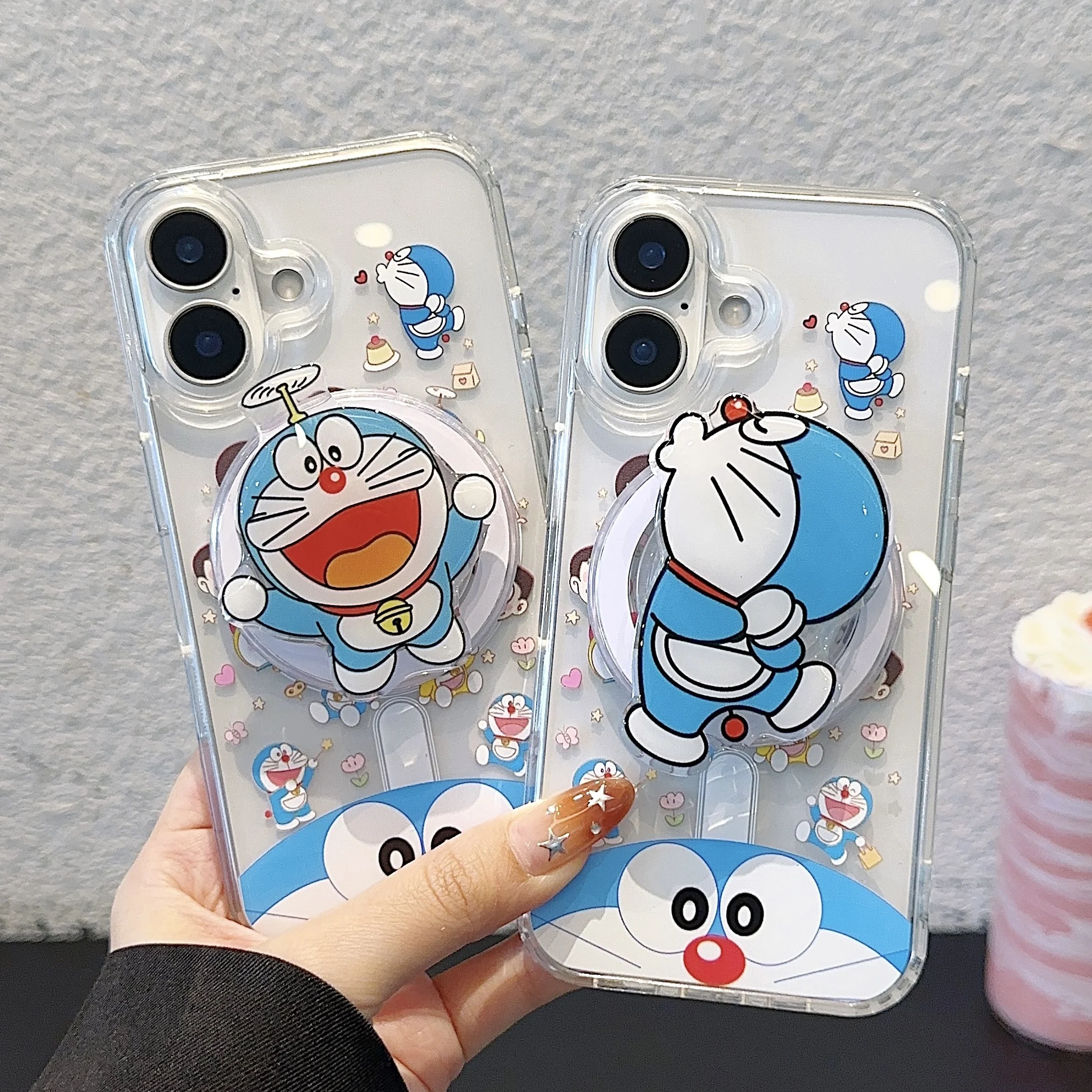 Cartoon Anime Doraemons for Magsafe Magnetic Bracket Phone Case for IPhone 16 15 14 13 12 11 Pro Max Soft Anti-fall Back Cover