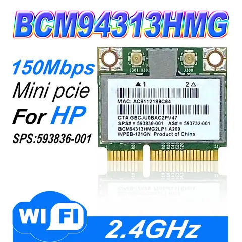 Broadcom 4313 Wifi 카드용 WDXUN 593836 -001 BCM94313HMG2LP1 593836 -001 DM1 DM2 DM3 DM4 미니 110 G72 DV7 BCM4313