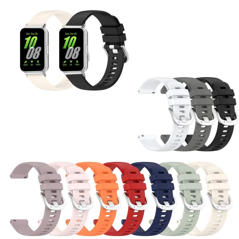 Pulseira de Silicone para Samsung Galaxy Fit3 SM-R390, Cores Sólidas Simples, Pulseira de Substituição para Relógio Inteligente