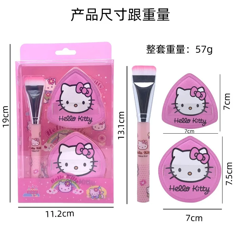 Kawaii Hello Kitty Anime Make-up Kwasten Set Zacht Droog Nat Luchtkussen Bladerdeeg Ultradunne Foundation Brush Dames Cosmetische Schoonheidstool