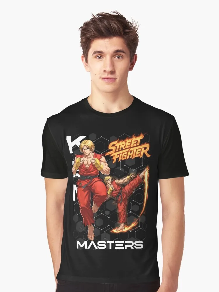 

Ken Masters The Fire Within Street Fighter 80s Cartoon Combat Gift t shirt Arcade game Graphic Tee Y2K Clothes All size Tops